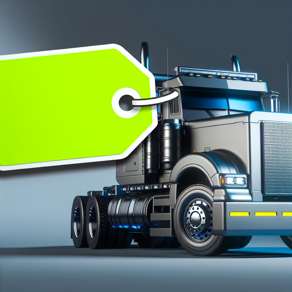 Image of a heavy truck with a price tag symbolizing cost increases due to tariffs