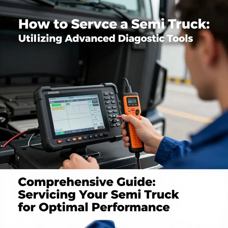 A mechanic performing essential pre-service checks on a semi truck.