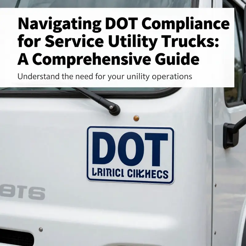 A service utility truck adorned with a DOT sticker, illustrating the importance of compliance in transportation.