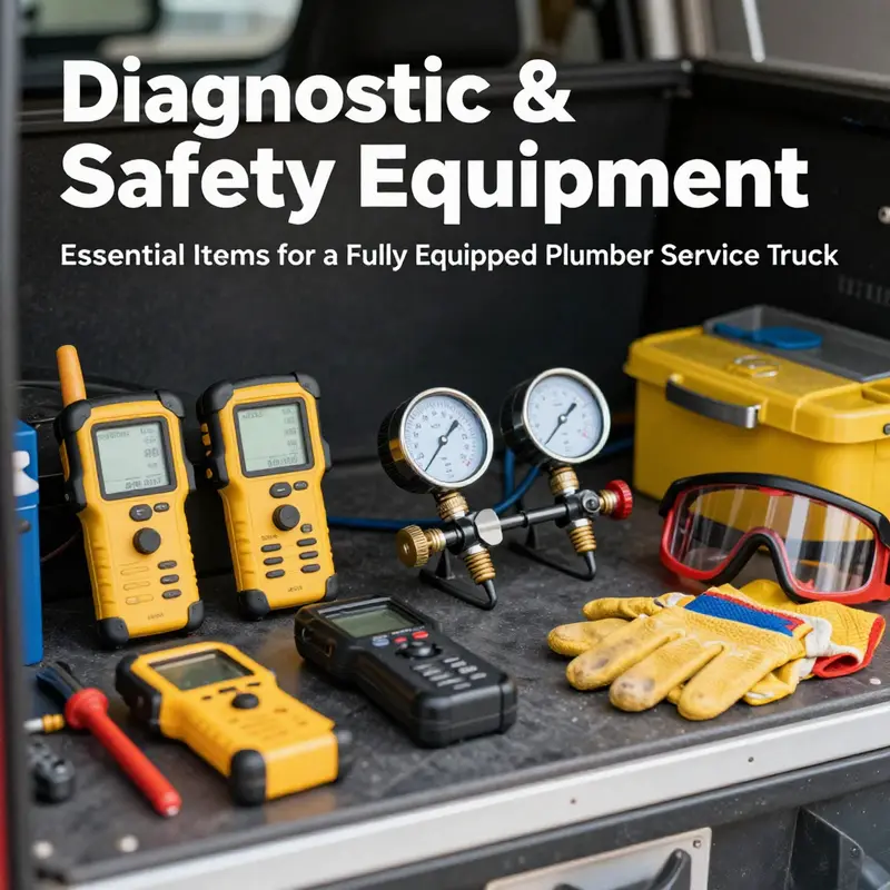 An organized interior view of a service truck displaying essential plumbing tools for efficient operation.