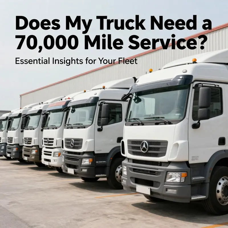 A row of well-maintained trucks parked at a distribution center, emphasizing fleet reliability.