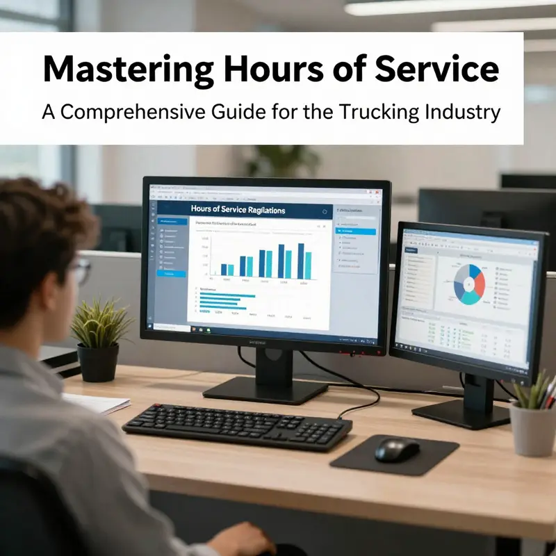 An organized fleet management office illustrating essential Hours of Service regulations.