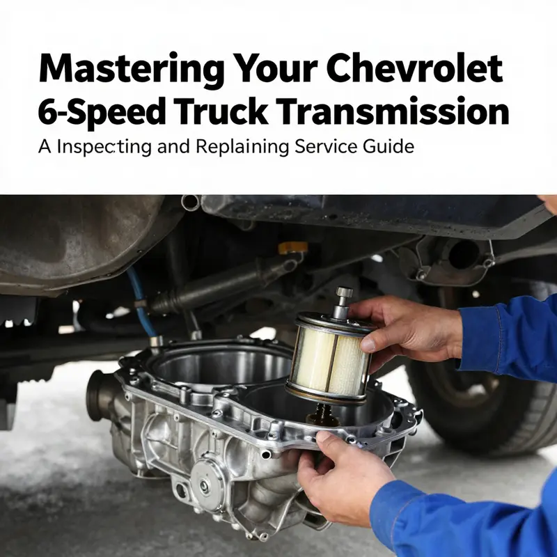 Technician examining transmission fluid level in a Chevrolet truck.