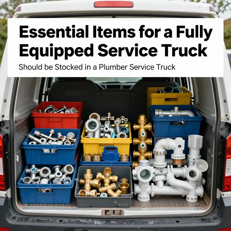 An organized interior view of a service truck displaying essential plumbing tools for efficient operation.