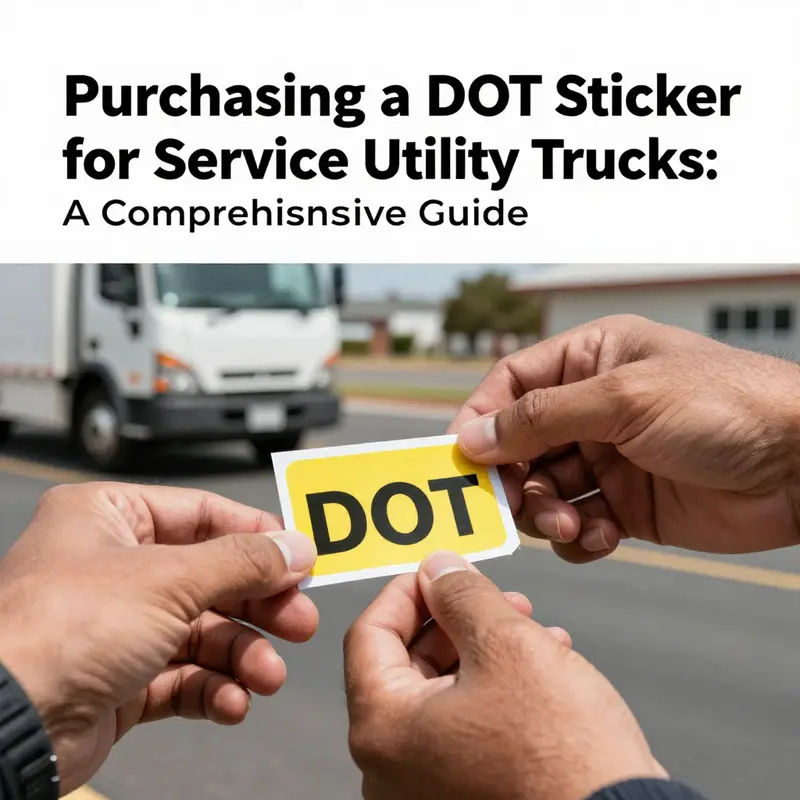 Service utility truck displaying a DOT sticker, exemplifying the requirements for commercial vehicles.