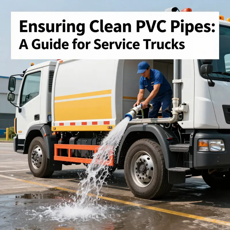 Technician performing routine rinsing of PVC pipes to maintain cleanliness and functionality.