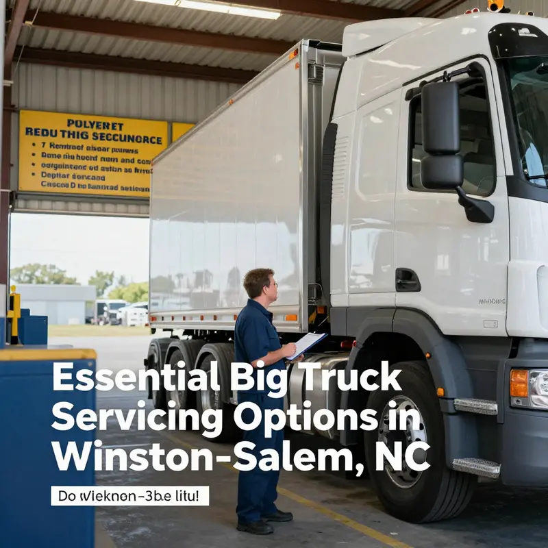 Overview of a busy truck repair shop in Winston-Salem, highlighting the comprehensive truck servicing available.