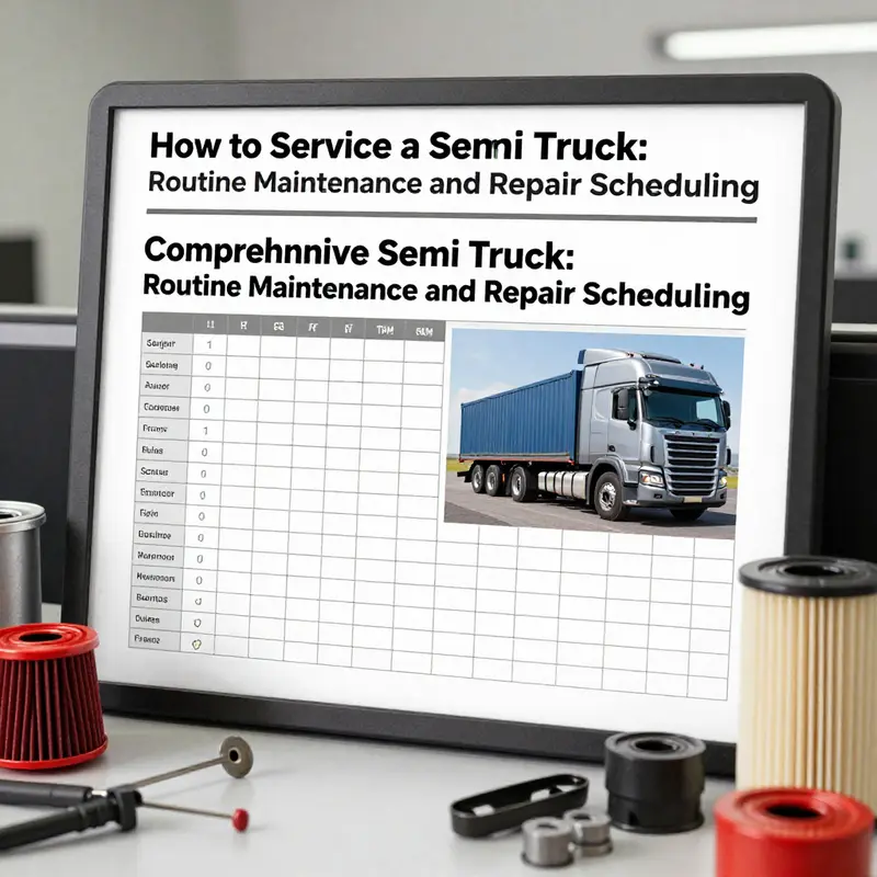 A mechanic performing essential pre-service checks on a semi truck.