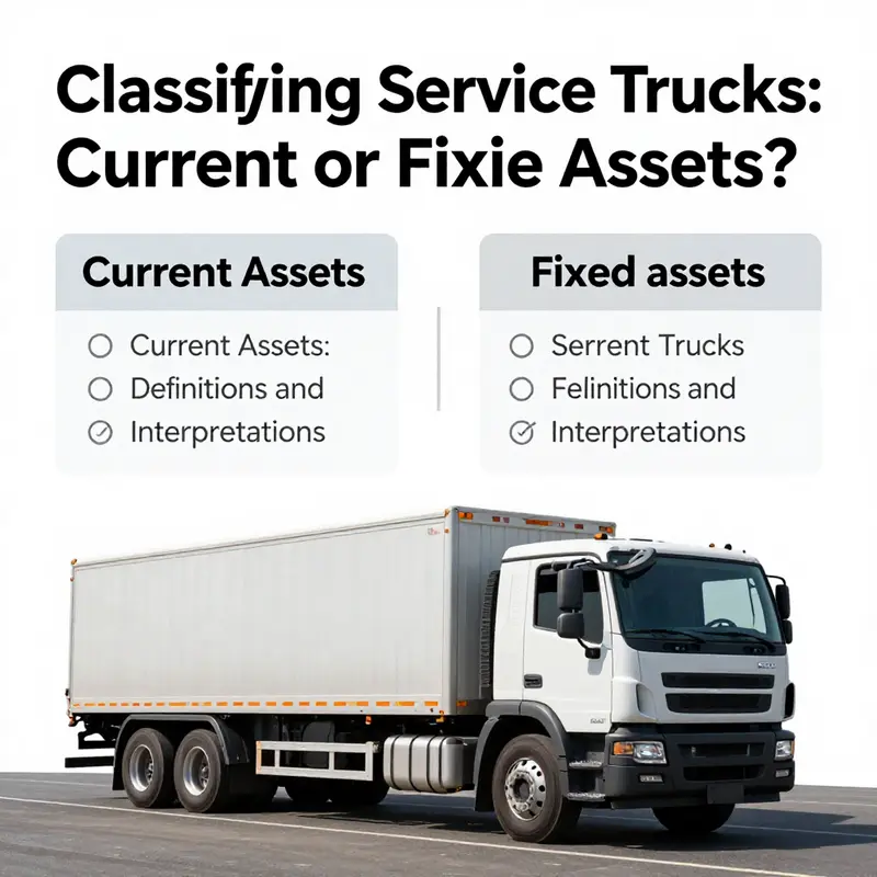 An infographic that explains the differences between current assets and fixed assets using service trucks as a focal example.