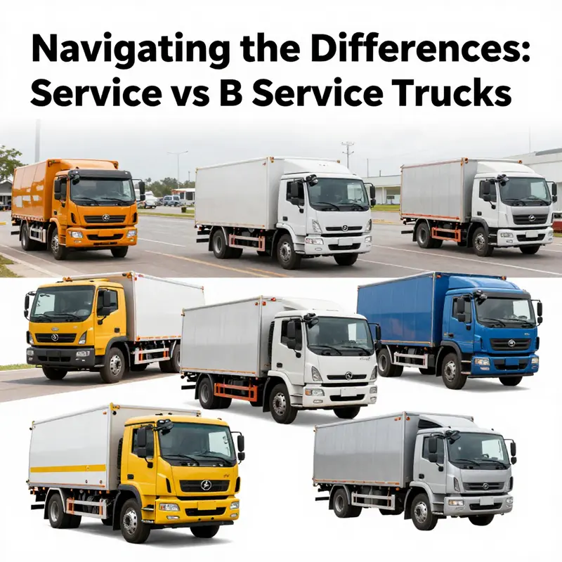 Multiple service trucks operating in different sectors including logistics, construction, and maintenance.