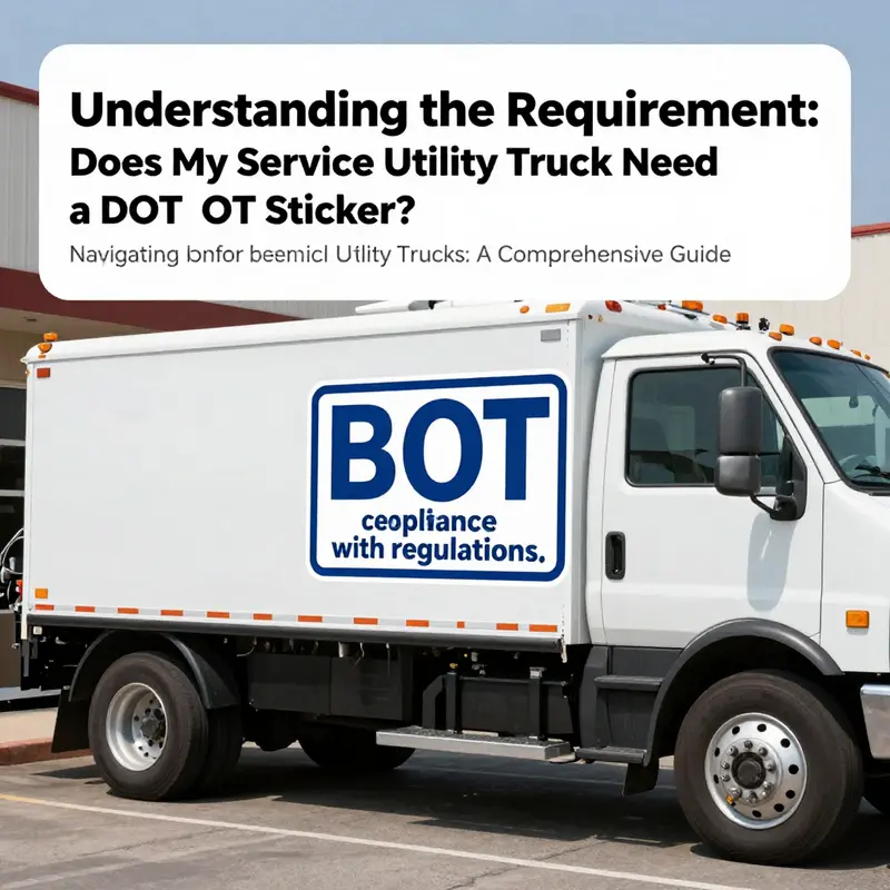 Service utility truck displaying a DOT sticker, exemplifying the requirements for commercial vehicles.