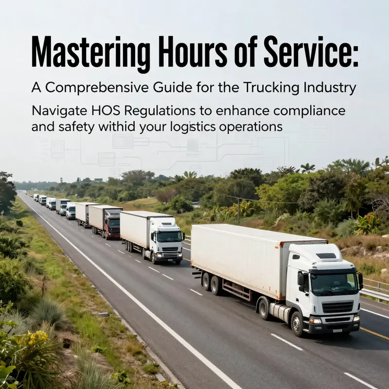 Trucks on a highway illustrating the significance of Hours of Service in the trucking industry.