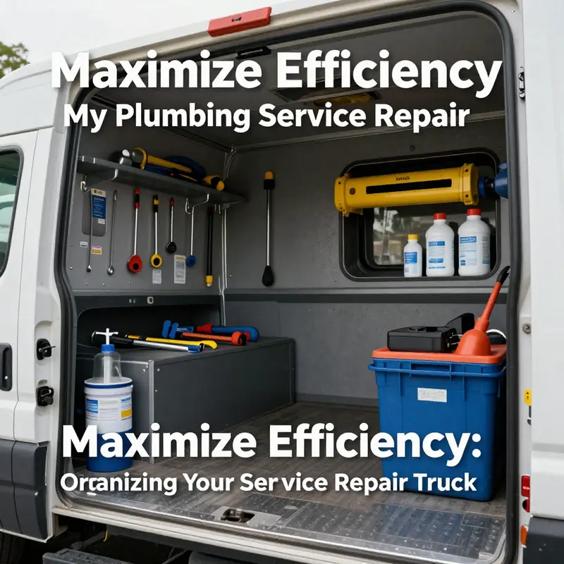 Customized shelving system maximizing organizational efficiency in a plumbing service repair truck.