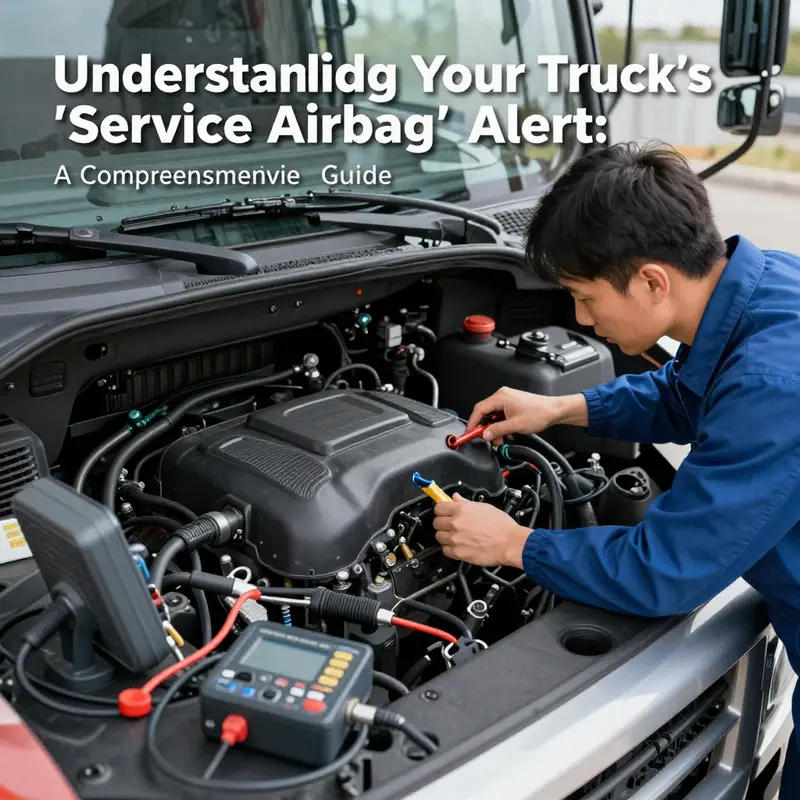 A truck dashboard featuring the ‘Service Airbag’ alert, highlighting the critical nature of vehicle safety systems.