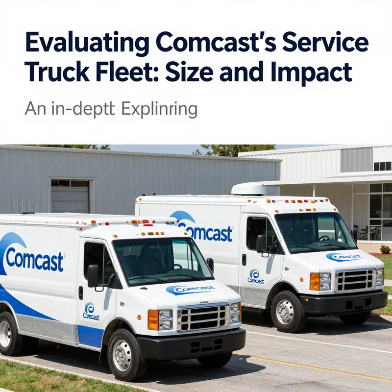 Professional image of Comcast service vehicles engaged in active customer service operations.