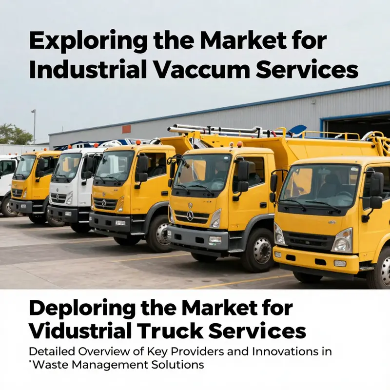 Several industrial vacuum trucks in a service area highlighting the industry’s offerings.