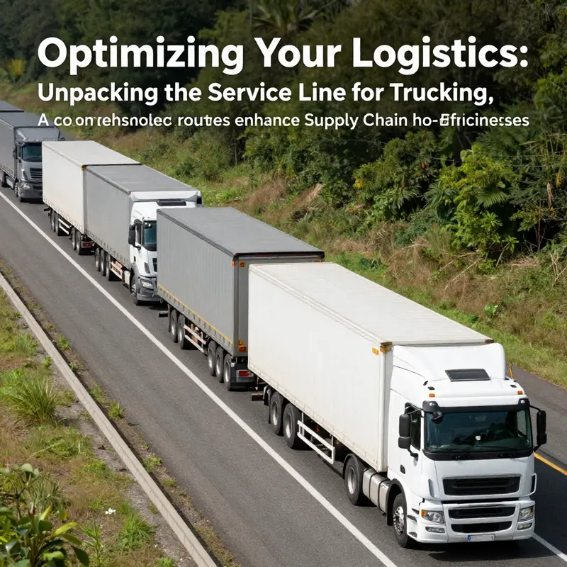 A group of trucks traveling together on a highway under a blue sky, representing the logistics behind trucking service lines.