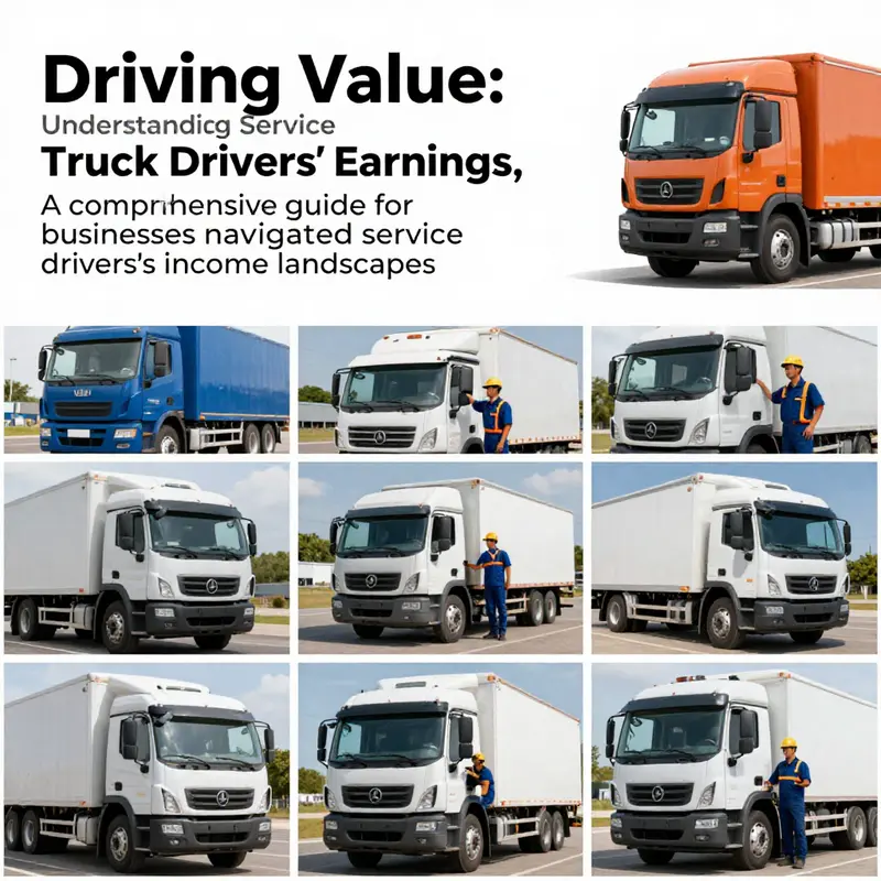 A collage depicting service truck drivers in various job roles and settings.
