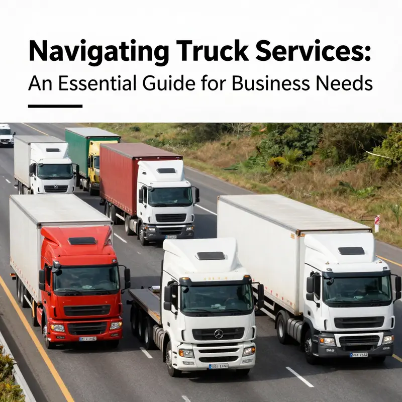 A convoy of different trucks on a highway, representing the trucking industry's importance in logistics and business services.