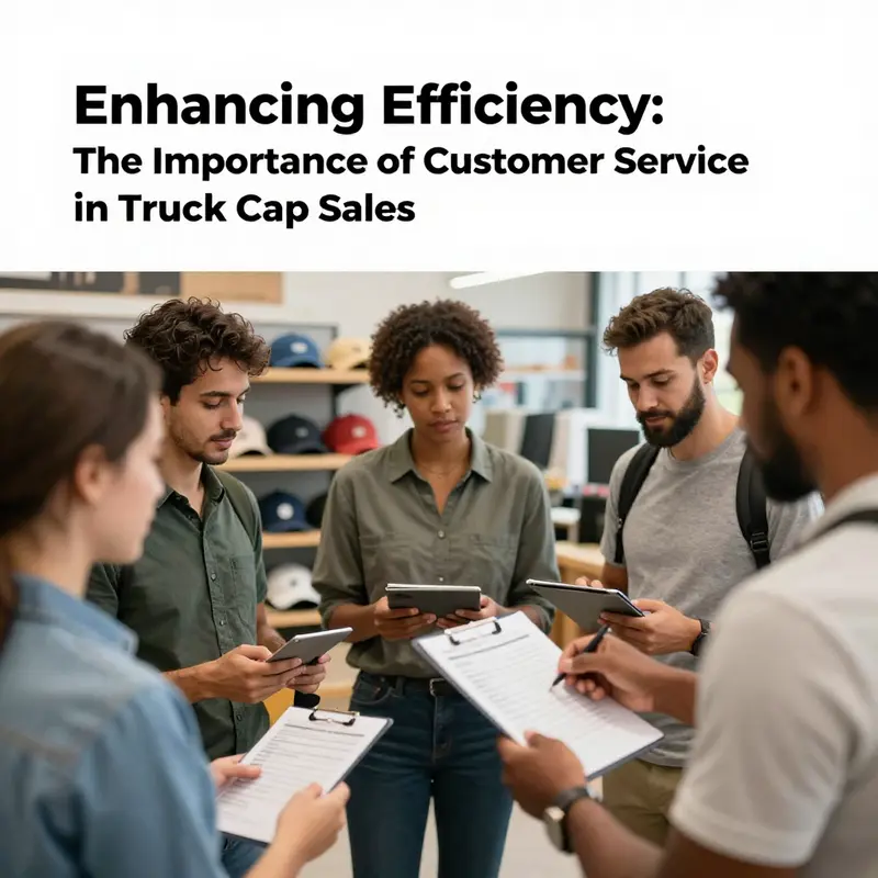 A customer service representative addressing inquiries about truck cap products, ensuring clarity in communication.