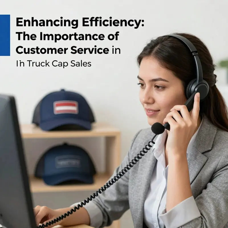 A customer service representative addressing inquiries about truck cap products, ensuring clarity in communication.