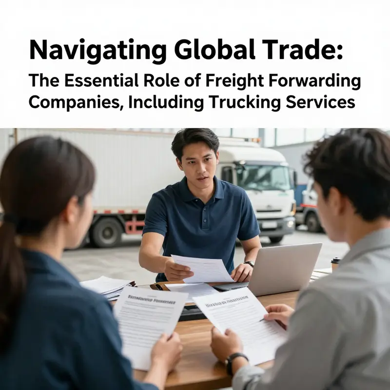 Freight forwarding professionals arranging transportation methods, showcasing the integration of trucking services.
