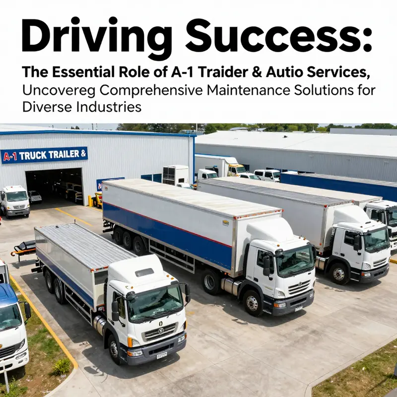 A fleet of trucks and trailers at A-1 Truck Trailer & Auto Services, reflecting their service availability.