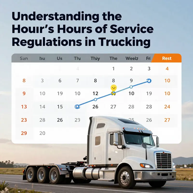 An infographic summarizing the key components of Hours of Service regulations for truck drivers.