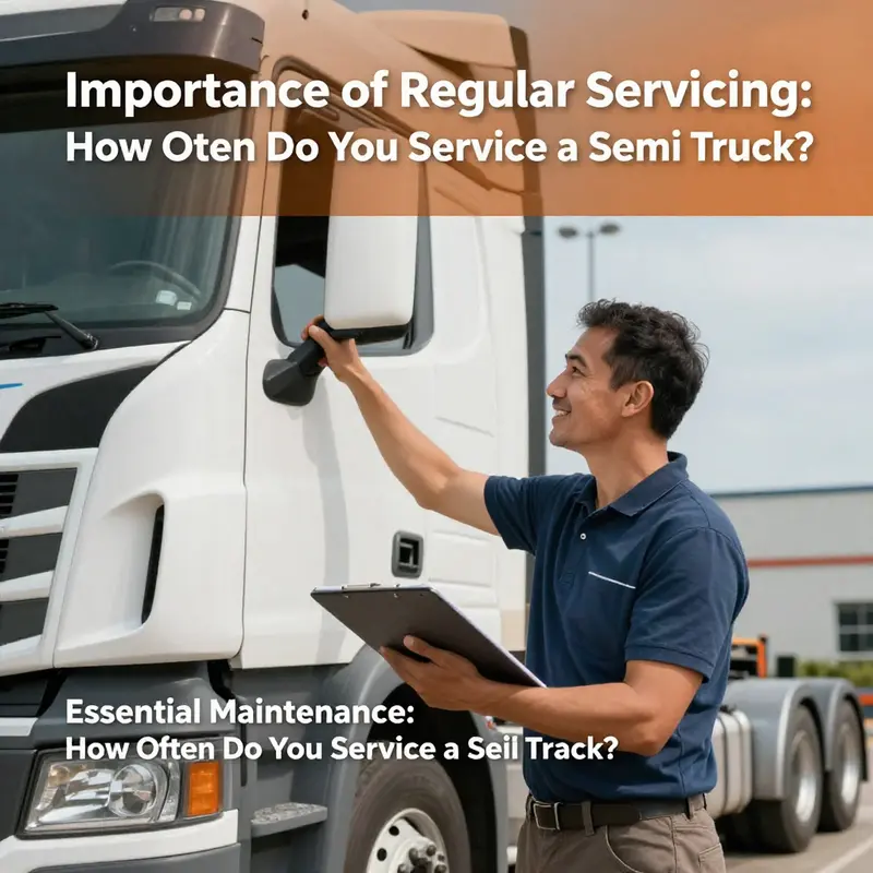 Mechanics conducting routine maintenance on semi-trucks to ensure optimal performance.
