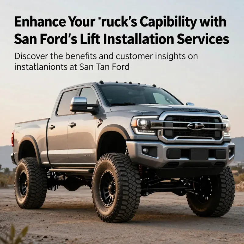 A lifted truck on an outdoor road highlighting its enhanced features and capabilities.