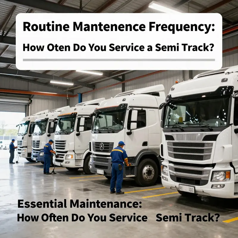 Mechanics conducting routine maintenance on semi-trucks to ensure optimal performance.