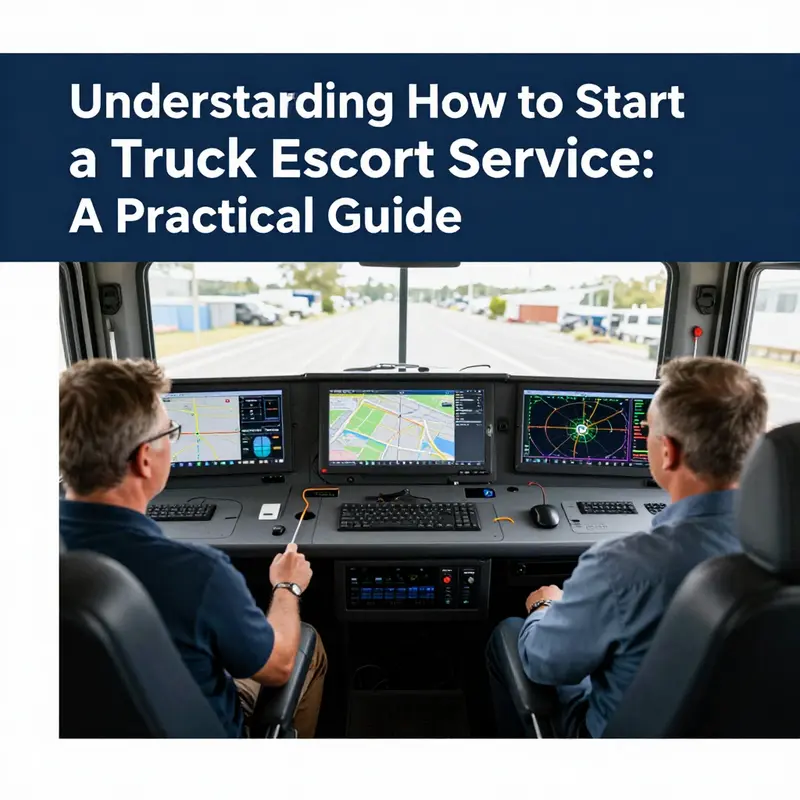 An escort vehicle directing an oversized load on the road, demonstrating the importance of safety and compliance.