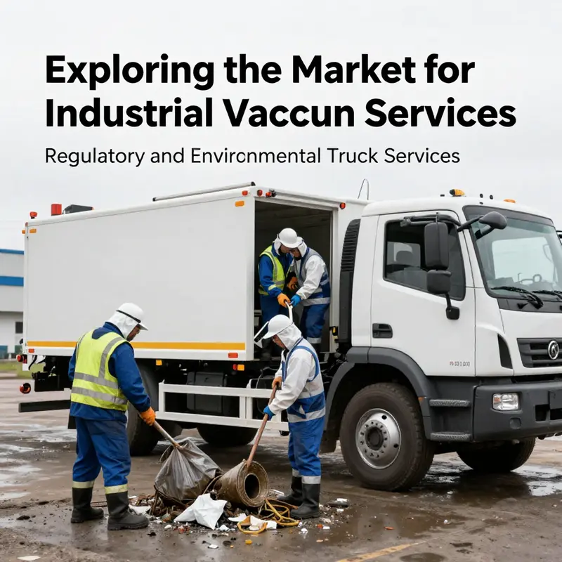 An industrial vacuum truck efficiently managing waste at a manufacturing plant.