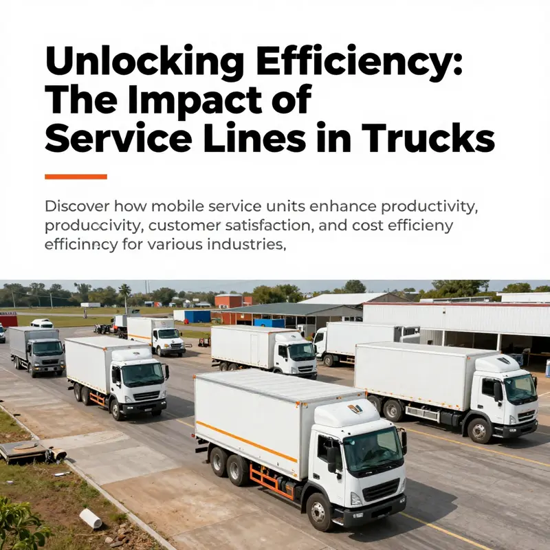 A series of service trucks engaging in various service activities at multiple locations.