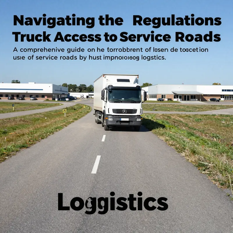 A truck utilizing a service road to approach a warehouse, highlighting logistics access.