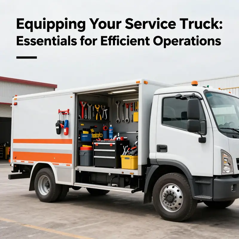 A service truck at a job site, illustrating the importance of being equipped with necessary tools and safety gear.