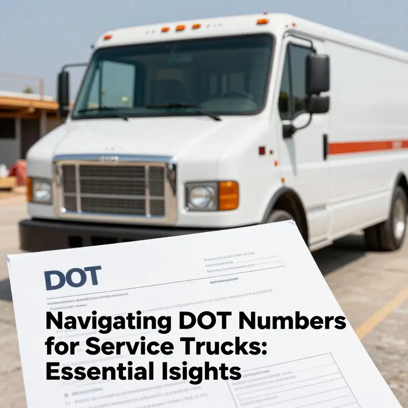 Essential compliance documents for service trucks, emphasizing DOT number requirements.