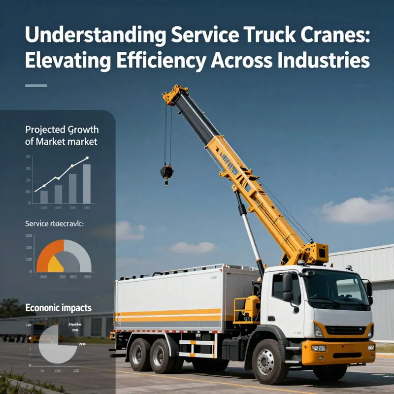 A service truck crane lifting materials at a construction site, emphasizing its functionality.