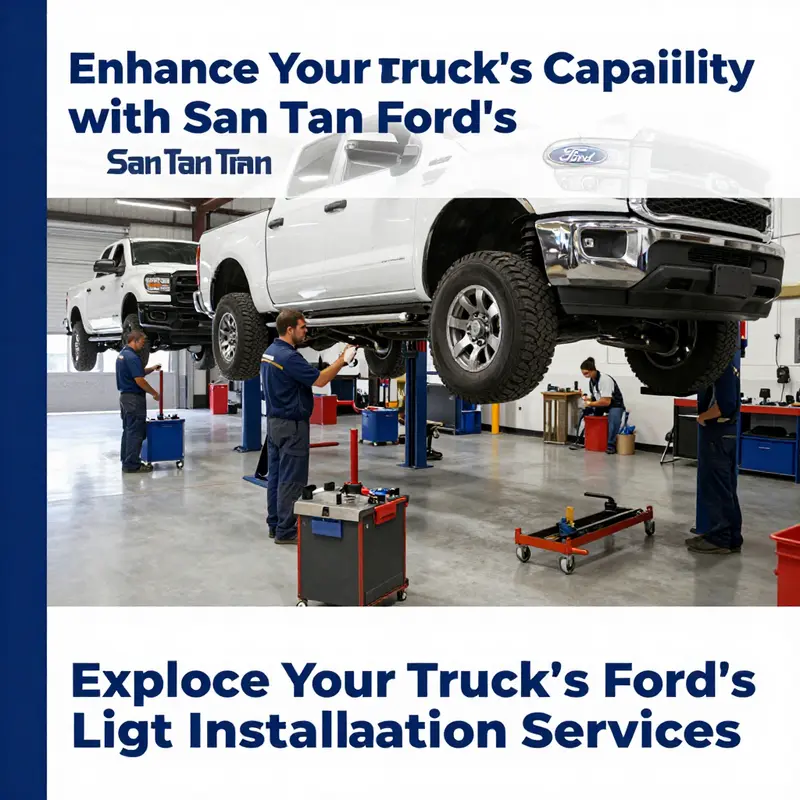 Technicians installing truck lifts at San Tan Ford’s service center.