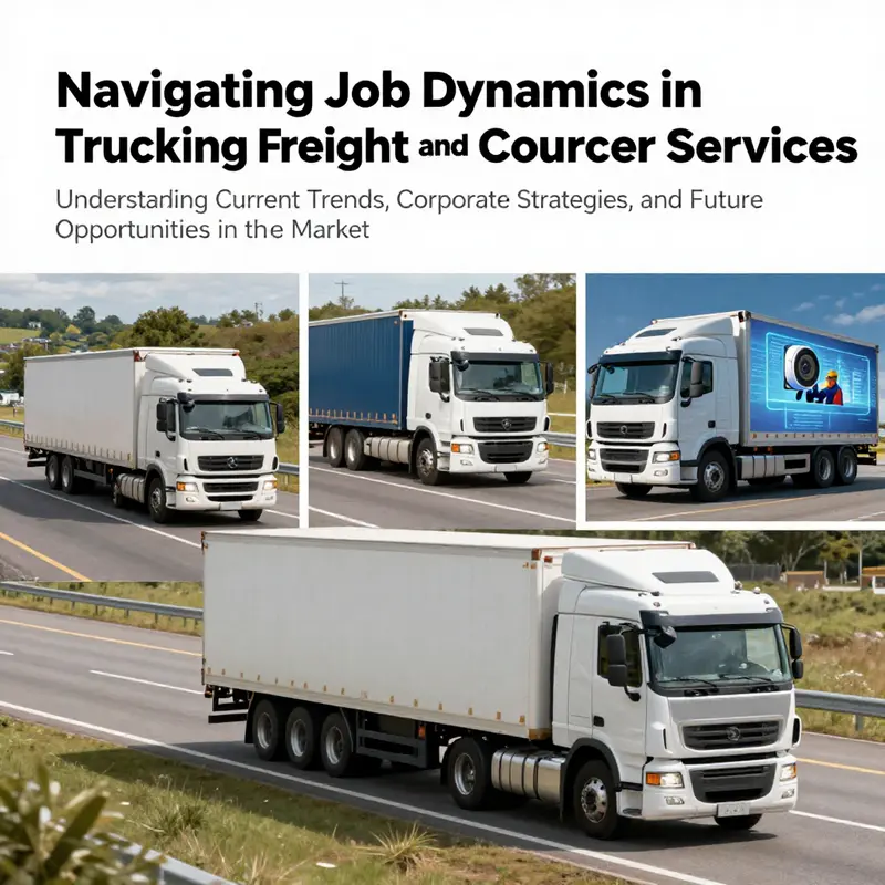 Collage of images showcasing various aspects of the trucking industry, including technology and logistics.