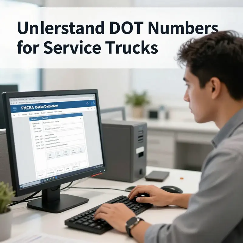 Example of a service truck displaying the required DOT number on its side.