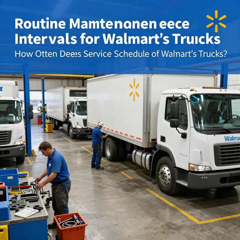 Walmart mechanics performing routine maintenance on a fleet truck.
