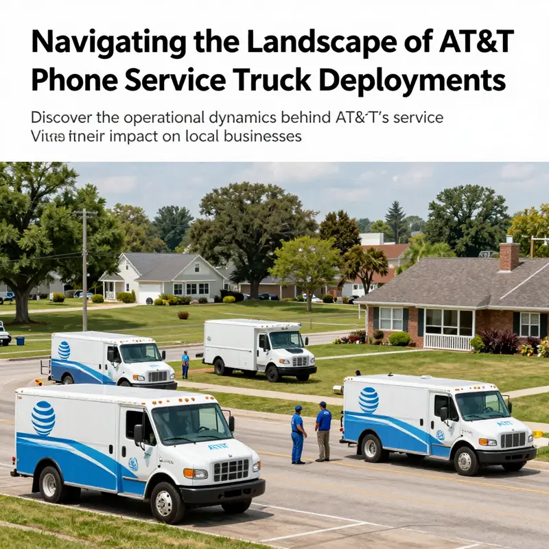 A collage showing AT&T service trucks in urban, suburban, and rural settings, highlighting their role in community support.