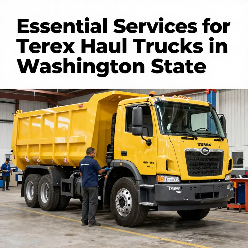 Technicians at an authorized dealership servicing Terex haul trucks, ensuring quality maintenance and support.