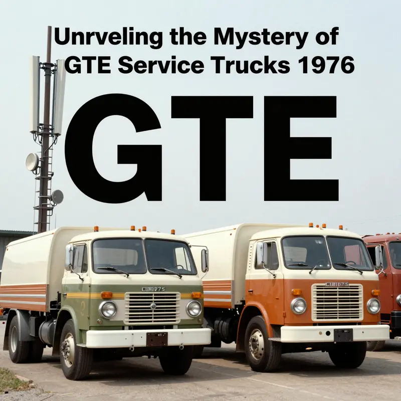 An investigator’s desk showcasing elements associated with GTE Service Trucks and the 1976 truck industry.