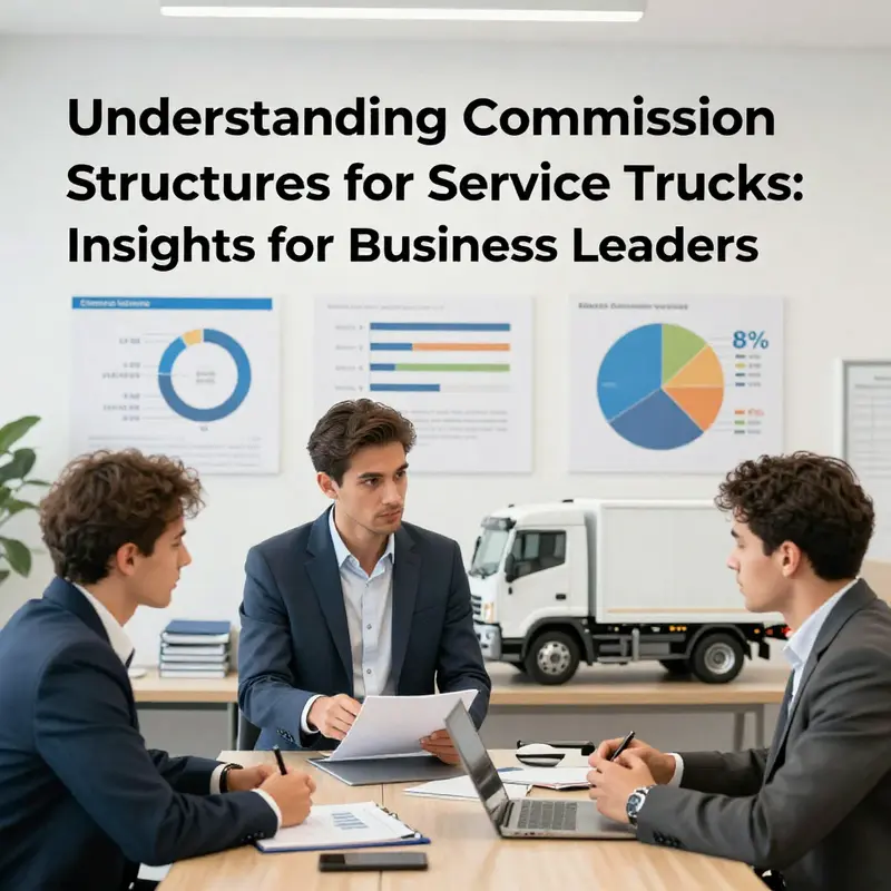Sales representatives discussing commission structures related to service trucks.