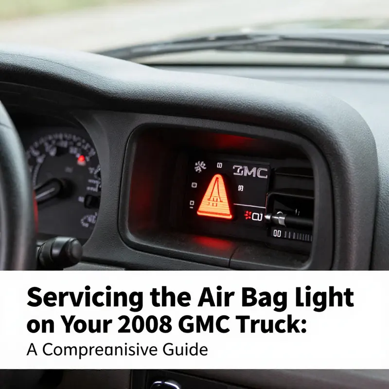 Close-up of an illuminated air bag light on a GMC truck dashboard, indicating a safety concern.