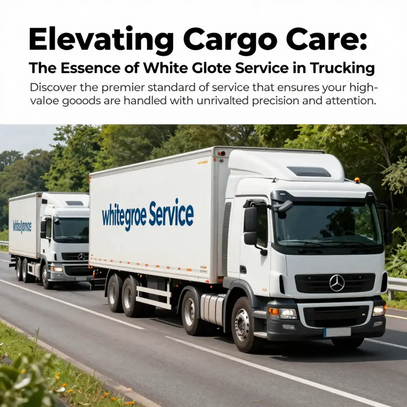 A premium logistics truck designed for white glove service traveling on a scenic highway amidst green landscapes.
