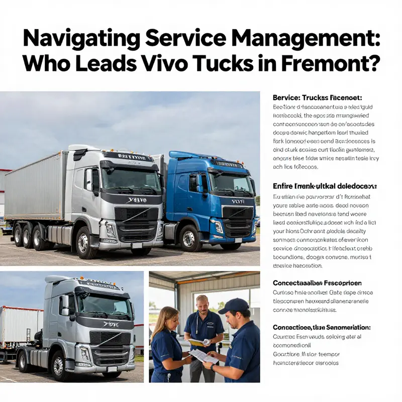 A visual representation of Volvo Trucks service management, featuring vehicles, staff, and customer engagement.