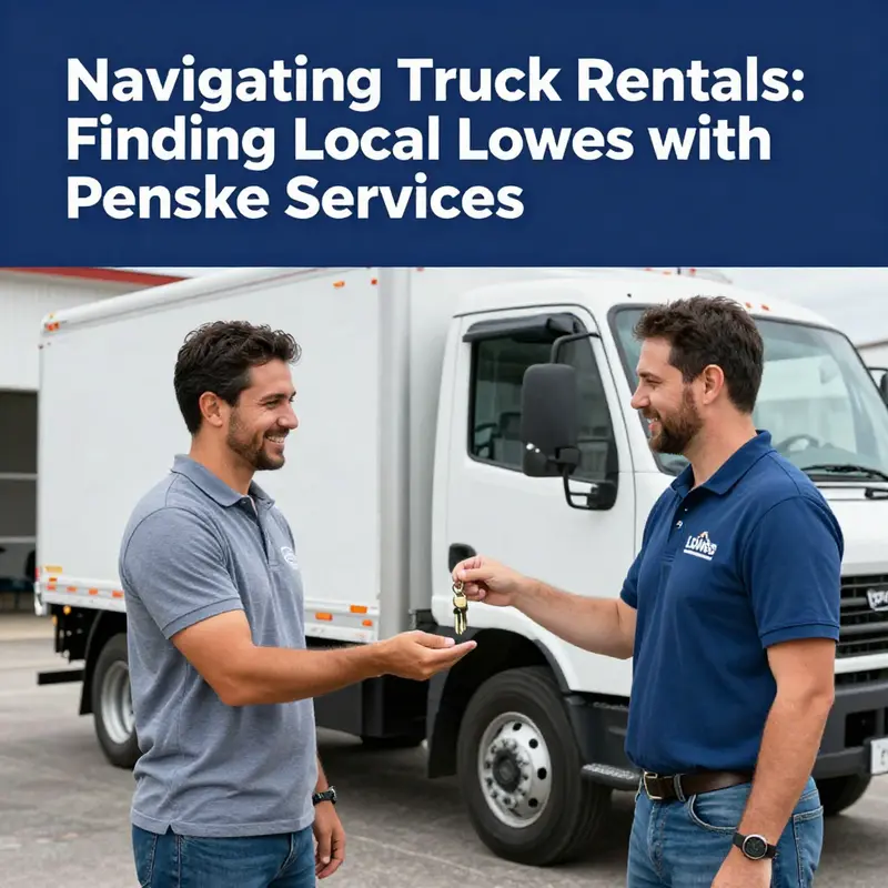Penske truck rental vehicles at a Lowes location, ready for business logistics.
